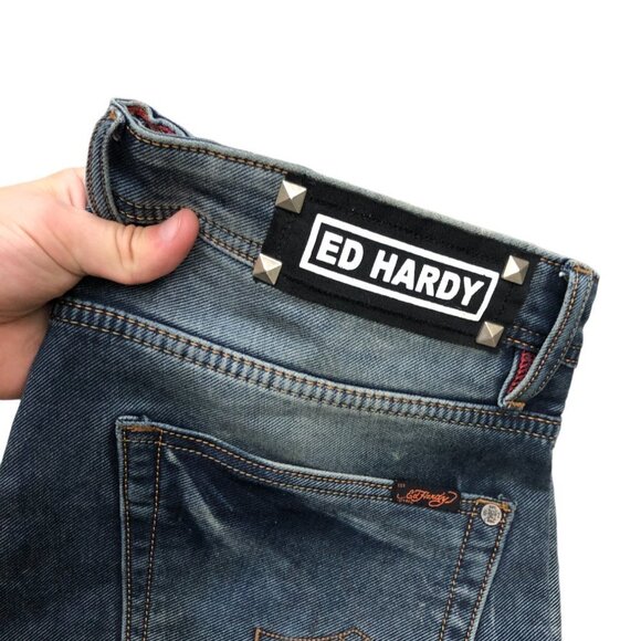 RARE Ed Hardy Skiller Jeans Size 36 Blue - Picture 4 of 7